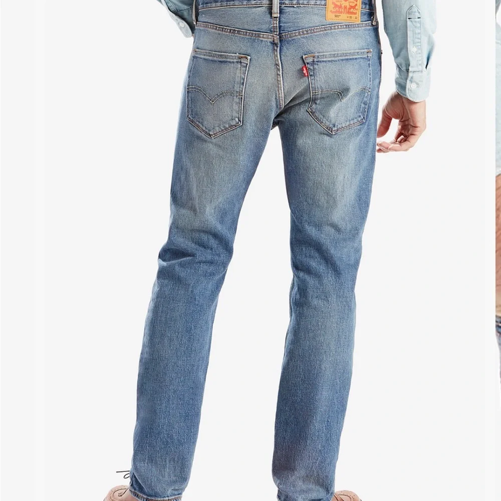 Levi’s 501 The Ben Stretch Medium Wash Button Fly Straight Leg Blue Jeans - Picture 6 of 12